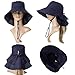 Summer Bill Flap Cap SPF 50 Cotton Sun Golf Hat with Neck Cover Cord Crushable Wide Brim for Women Navy