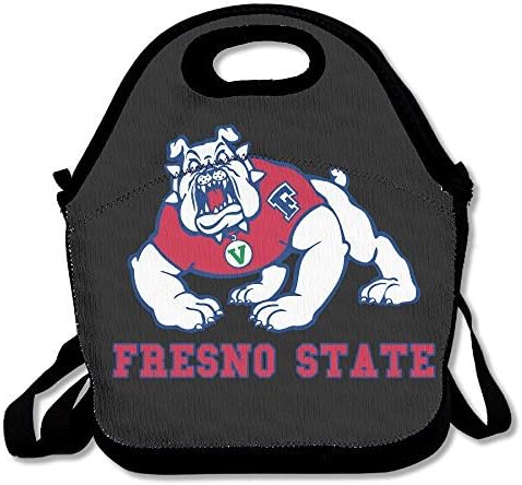 University Fresno Bulldogs Lunch Bag Travel Zipper Organizer Bag, Waterproof Outdoor Travel Picnic Lunch Box Bag Tote With Zipper And Adjustable Crossbody Strap