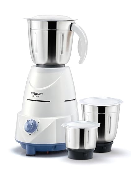 Eveready Glowy 500-Watt Mixer Grinder (White and Blue)