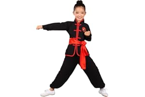 YEMYIQZ Kids Kung Fu Clothing Traditional Tai Chi Uniforms for Boys Girls Chinese Martial Art Wing Chun Long Sleeve Tang Suit