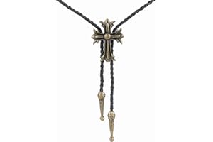 Doitby Cowboy Bolo Tie for Men, Vintage Cow Skull Bolo Tie Necklace Native American Necktie for Men Women