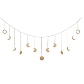 Bcxfbxd Golden Moon Phase Wall Decor Boho Hanging Decor Garland Moons Hanging Handmade Hammered Metal Art Decoration for Bedr