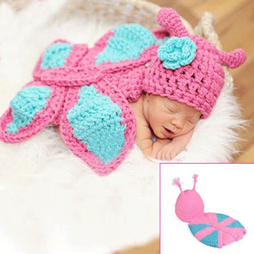 yazi Butterfly Newborn Baby Girls Crochet Knit Photography Prop Outfits