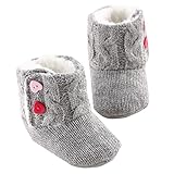 Voberry? Baby Girls Knit Soft Fur Winter Warm Snow Boots Heart Button Crib Shoes (6-12 months)