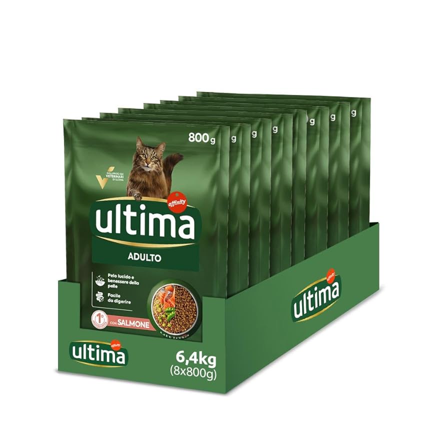 Ultima Adult Salmone - Crocchette per gatti - Confezione da 8 x 800g