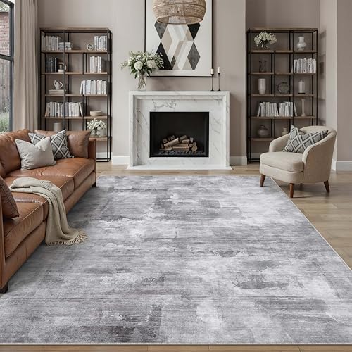 PureCozy Carpet Living Room 240 x 300 cm Light Grey Large Carpets Living Room Non-Slip Washable Washing Machine Modern Abstract Room Carpet, Living Room, Dining Room, Bedroom, Foot Bed, Short Hair