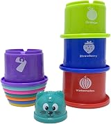 RAM Baby Kids 11 Piece Stacking Cups Multicoloured Learn Tower view 3