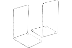Lulonpon 2 Pieces Book Ends, Bookend, Books Ends for Shelves, Books Ends for Heavy Books, Clear Bookends, Acrylic Bookends for School, Library,Desktop Organizer and Book Shelves