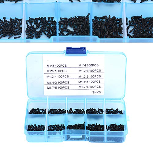 1000 stücke Mini Reparaturschrauben Set, M1 M1.2 M1.4 M1.7 Edelstahl Schrauben Cross Drive Pan Kopf Selbstschneidende… – Bild 7