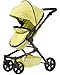 TRIOKID 2 in 1 Deluxe Baby Doll Stroller Sportline X1 Lemon Green Drawable Fabric with Swiveling Wheels & Adjustable Handle