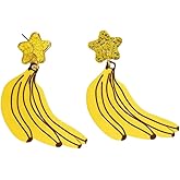 Cute Banana Dangle Earrings for Women Lightweight Yellow Fruit Shaped Acrylic Earrings Trendy Jewelry
