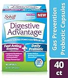 Digestive Advantage Fast Acting Enzymes + Daily Probiotic - Helps prevent gas & break down food particles, 40 Capsules