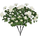 LGEGE Artificial Azalea 3 Bundles | White Silk Fabric Flowers for Outdoor Decor, Real Look, Perfect for Porch, Patio, Balcony Plants
