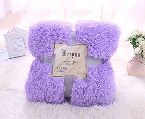 Soffte Cloud Super Soft Long Shaggy Warm Plush Fannel Blanket Throw Qulit Cozy Couch Blanket for Winter Throw Violet(51"x63")