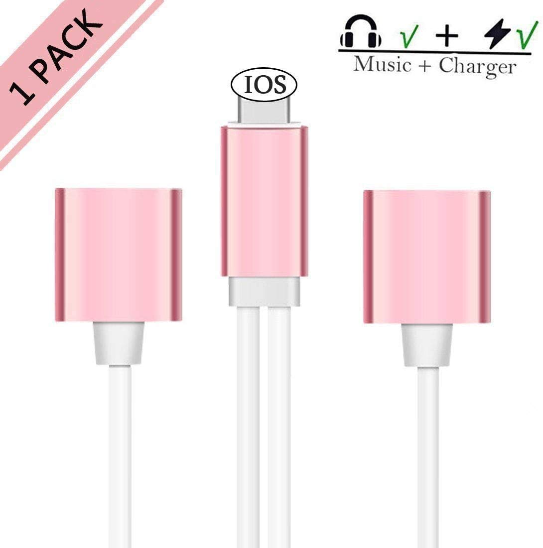 Dual Headphones Adapter Compatible With Iphone 7 7 Plus 8 8 Plus X Xr Xs Xs Max Rose Gold 2 In 1 Charge And Listen To Music At The Same Time Audio Adapters Electronics