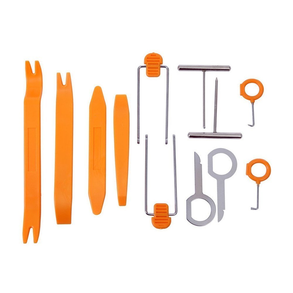 Panel Removal Tool 12 PCS - Premium Auto Trim Upholstery Removal Kit for Door Molding Dash Panel Disassembly Tool Car Auto Radio Audio Install Door Clip Pry Tool Universal Car Stereo Refit Toolkit