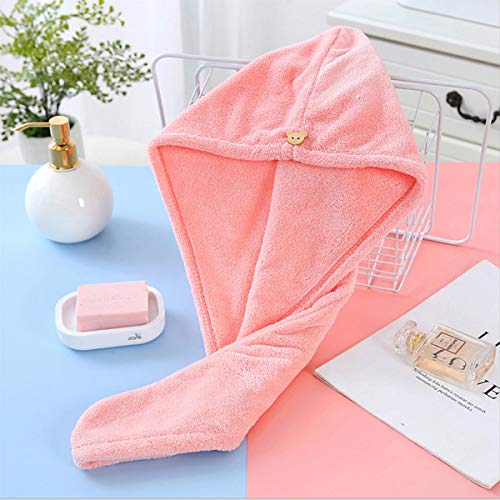 YOHOTA Microfiber Hair Towel with Button for Women, Super Absorbent Quick Dry Hair Turban For Drying ,2 Pack Hair Care… - Image 2