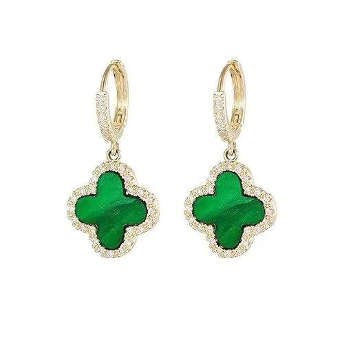 GAUEIOUR St. Patrick's Day Irish Earrings,New Vintage Silver Needle Emerald Green Leaf Earrings, Simple and Lucky Personality Diamond Leaf Earrings,Charm Irish Party Gift(Green)