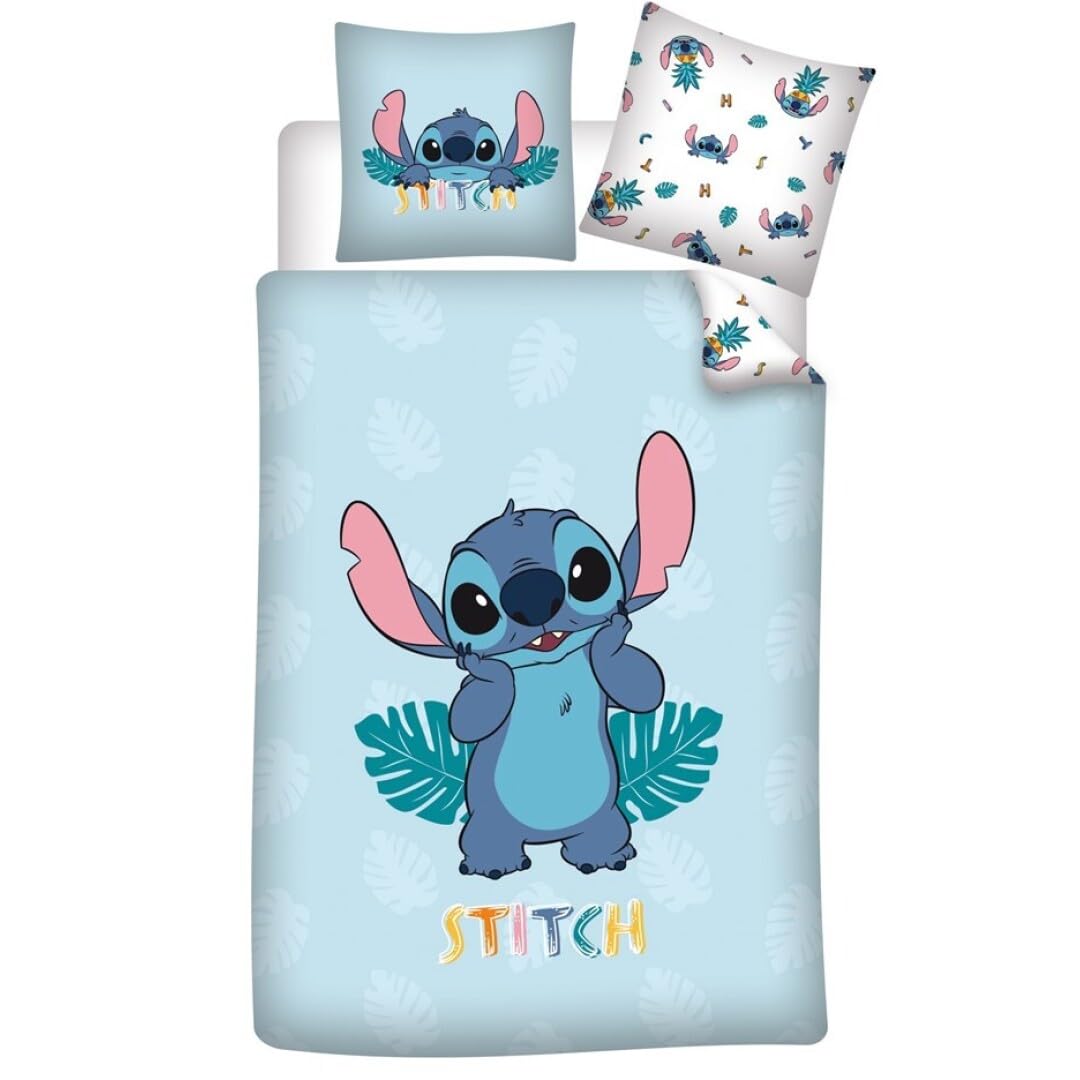 Stitch Colours Single Bedding Set, Duvet Cover 140 x 200 cm + Pillowcase 65 x 65 cm, Polycotton
