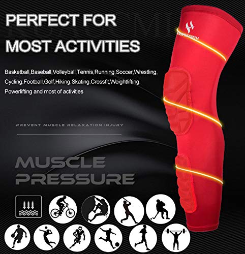 HOPEFORTH Knee Calf Padded 2 Pack Compression Leg Sleeve Thigh Sports Protective Gear Shin Brace Support for Football Basketball Volleyball Soccer Baseball Tennis Youth Kids Adult - Thumbnail 3