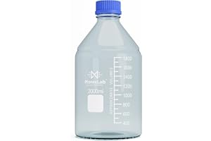 MOREXLAB 2000ML Storage Glass Bottles – 1pc Round Media Storage Bottle – Borosilicate Glass Bottles – Safe Probe Storage Glass Storage Bottles with GL45 Blue Screw Cap (2000ml - 1pc)