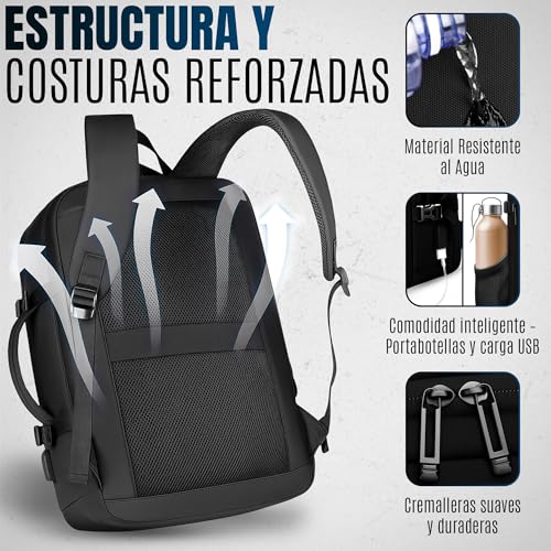 CJSME®️ Waterproof Travel Backpack Cabin Airplane Carry On Luggage with Laptop Compartment + Water Bottle Holder + USB Port / Anti-Theft Travel Suitcase Unisex Multifunction