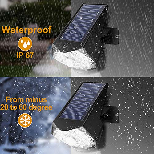 Solar Lights Outdoor 10- LED Optical Lens,PIR Solar Motion Sensor Security Lights,Solar Wall Light IP67 Waterproof Adjustable Angle,Wireless Easy-to-Install for Front Yard,Garden,Patio (2 Packs)