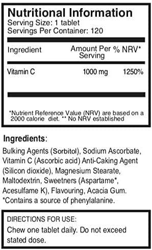 Double Strength Chewable Vitamin C 1000mg x 120 Tablets (Orange Flavour), 120 count (Pack of 1) - Image 5