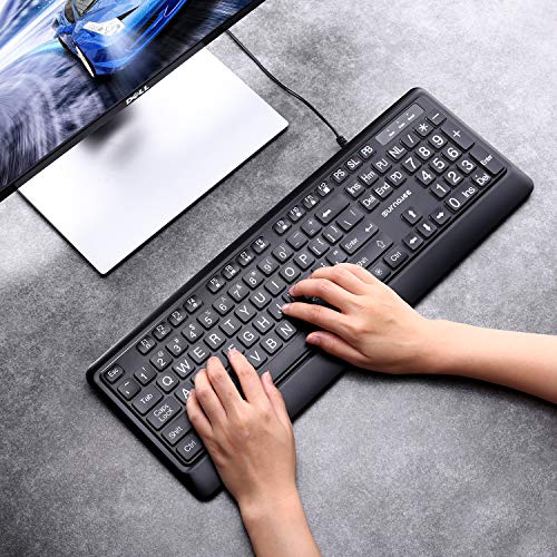 SurnQiee Large Letter Print Keyboard, 104 Keys Standard Full Size USB
