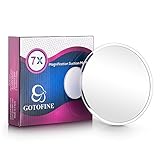 Gotofine 7x Magnifying Makeup Mirror with 2 Suction Cups and Hanging Hole, Round, Clear & Transparent for Wall Mounting