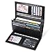JEEBURYEE RFID Blocking Wallet for Women Large Capacity Genuine Leather Clutch Wallet Card Holder Long Ladies Trifold Wallet Purse Black