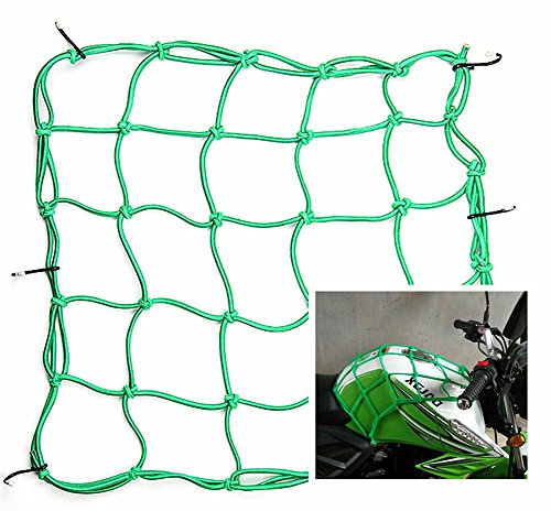 Moyishi 15 x 15 "(40x40cm) Cargo Net for Motorcycle Elasticated Bungee Cord Cargo Net 6 Hook Luggage Mesh Bungee Net (Green)