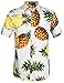 SSLR Men's Pineapple Button Down Hawaiian Short Sleeve Casual Shirt (X-Large, White)