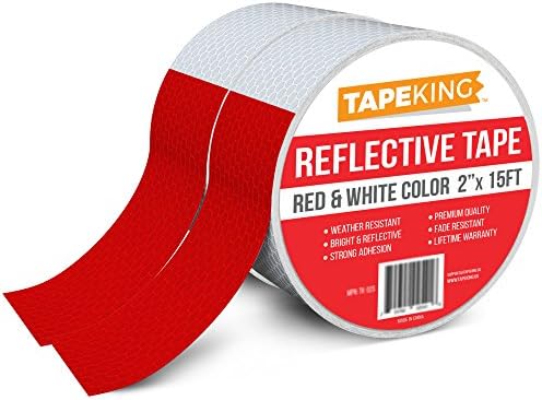 Tape King Reflective Tape (2-Pack), Red and White Safety, 2 Inch x 15 Feet Each Roll
