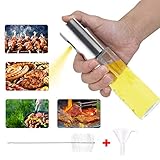 DmofwHi Olive Oil Sprayer for Cooking with 90ML Scale, Stainless Steel Glass Oil Mister Bottle Coconut Oil Sprayer Dispenser Convinient for BBQ/Grilling/Salad/Baking/Frying, 3.42 oz Capacity