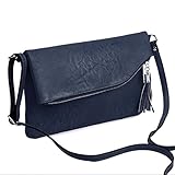 BMC Chic Faux Leather Zippered Foldover Shoulder Bag with Tassel Accessory