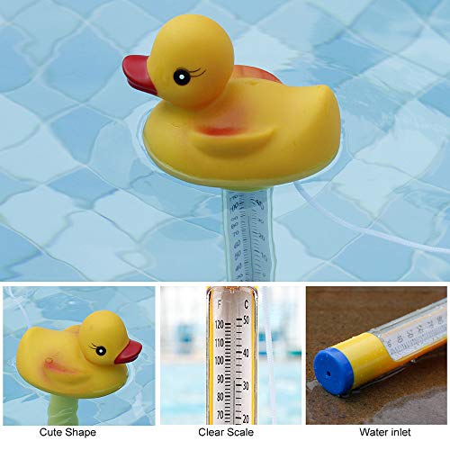 Blufree Pool Thermometer Floating, Shatter Resistant, Indoor Outdoor Thermometer Pond Water Thermometer for Swimming Pools, Spas, Hot Tubs, Jacuzzis, Aquariums & Pond (Rubber Duck).