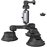 PGYTECH CapLock Triple Suction Mount Compatible for DJI OSMO Action 4/3/2, Gopro Hero 11/10/9/8 with 1/4"-20 Standard Thread Adapter, Action Camera and Smartphones for Insta360 ONE RS/R/ONE X3/X2