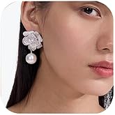Rhinestone Pearl Earrings for Women Dangling Prom Dainty Hypoallergeni Statement Drop Earrings Wedding Jewelry for Brides
