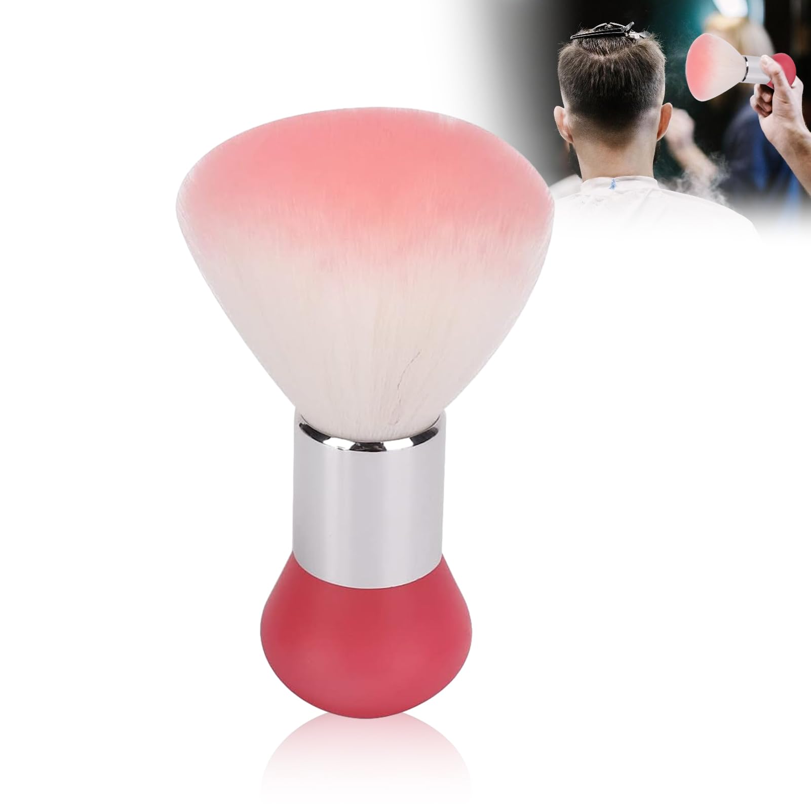 Neck Duster Brush, Large Hair Cutting Neck Duster Brush, Soft Face Cleaning Hairbrush, Hair Sweep Brush Hairdressing Broken Hair Cleaning Sweeping Brush for Barber Shop (Pink)