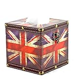 Bellaa 28281 Tissue Box Holder Dispenser Refillable with Hinges British Union Jack Flag
