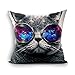 oFloral Galaxy Hipster Cat Theme Throw Pillow Cover Funny Cat Wear Color Sunglasses Rectangle Pillow Case Cushion Cover Standard Size 18