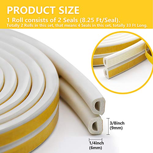 SENKEI Weather Stripping Door Seal Strip, 33FT Foam Insulation Tape