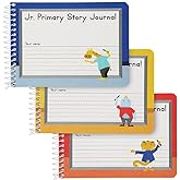 Oxford Jr. Primary Composition Spiral Notebooks, School Supplies, Notebooks for School, 4-7/8 x 7-1/2 Inches, Kids Journal, Pre-K, Grades K-2, 100 Sheets/200 Pages, Red, Yellow, Blue (63885)
