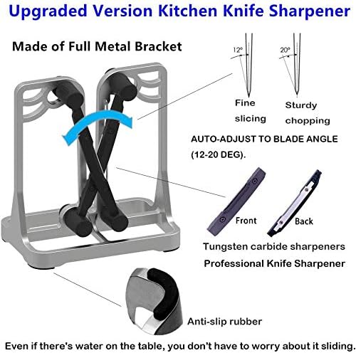 Knife Sharpener Manual Knife Sharpeners: Upgrade Made of Full Metal Bracket - Safe, Easy to Use Kitchen Tools - Image 4