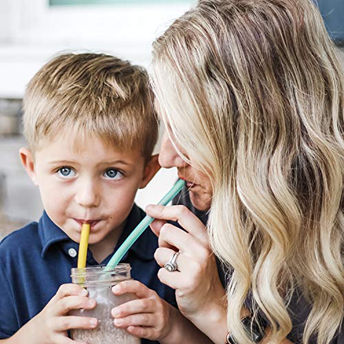 gosili siliskin Silikon-Trinkhalme, wiederverwendbar, Silikon, BPA-frei, 6 Stück, Standard-Größe, Flexible Trinkhalme für Kinder/Kleinkinder und Erwachsene – Blaugrün/Orange – Bild 6