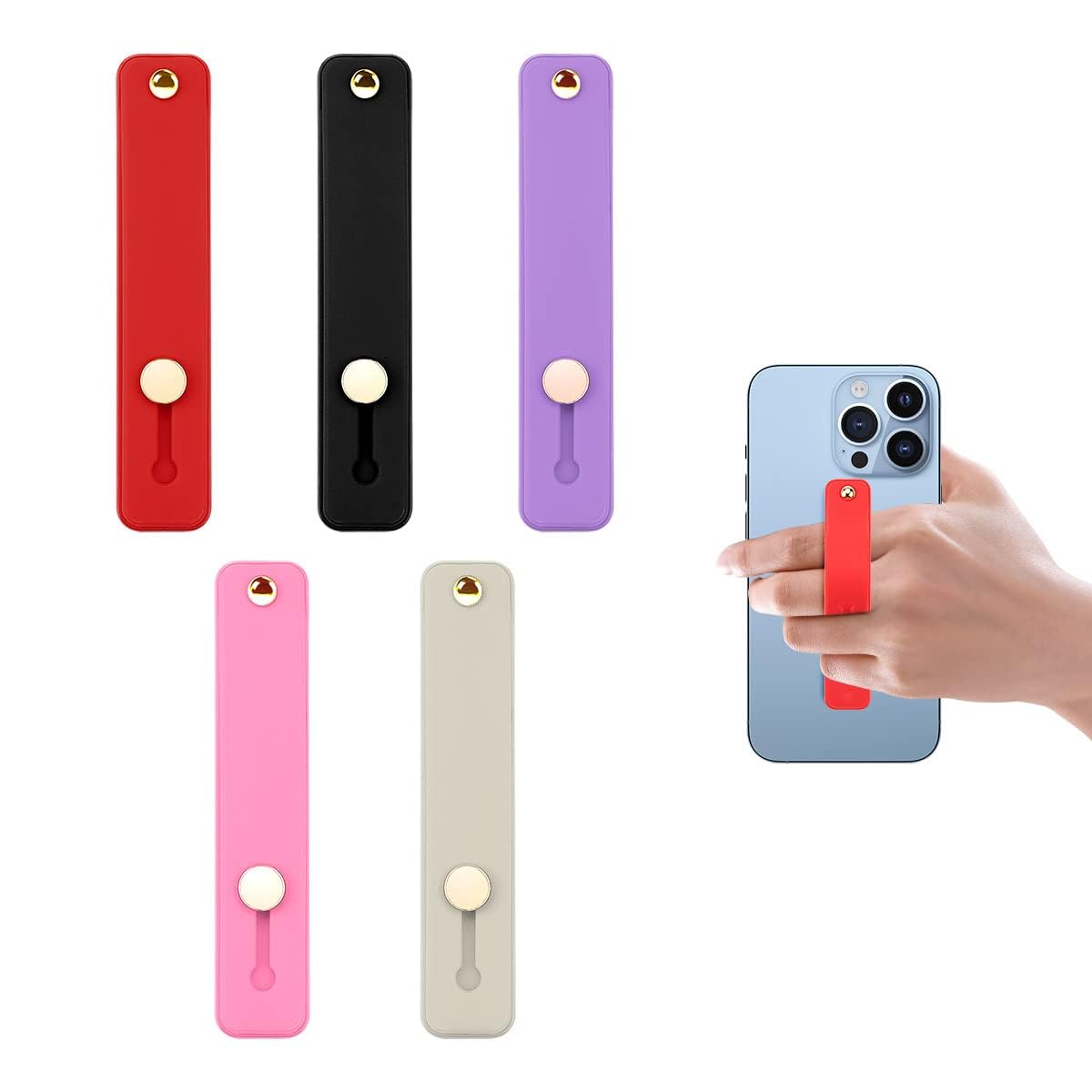 Universal Silicone Phone Holder with Finger Loop - 5 Pack, Jagowa Finger Strap for Cell Phone Grip.