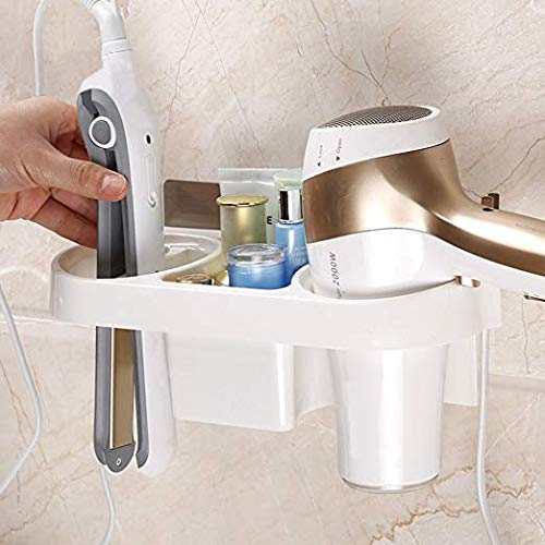 Gopendra Bathroom Hanging Rack Storage Organizer Accessories for Blow Dryer, Curl Iron, Hair Straightener, Brushes Stand Hair Dryer Holder(White)