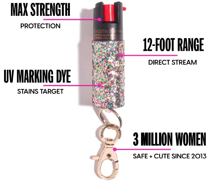 Pepper Spray Maximum Strength Self Defense Keychain for Women, 12Foot