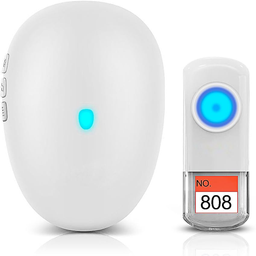 KERUI Wireless Doorbell,M521 Smart Waterproof Door Bell System Kit 57 Chimes 4-Level Adjustable Volume 500-Feet Operation Range (1Receiver+1Button, white-1)